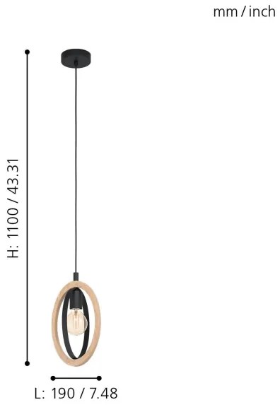 Eglo 43461 - Lustră pe cablu BASILDON 1xE27/40W/230V