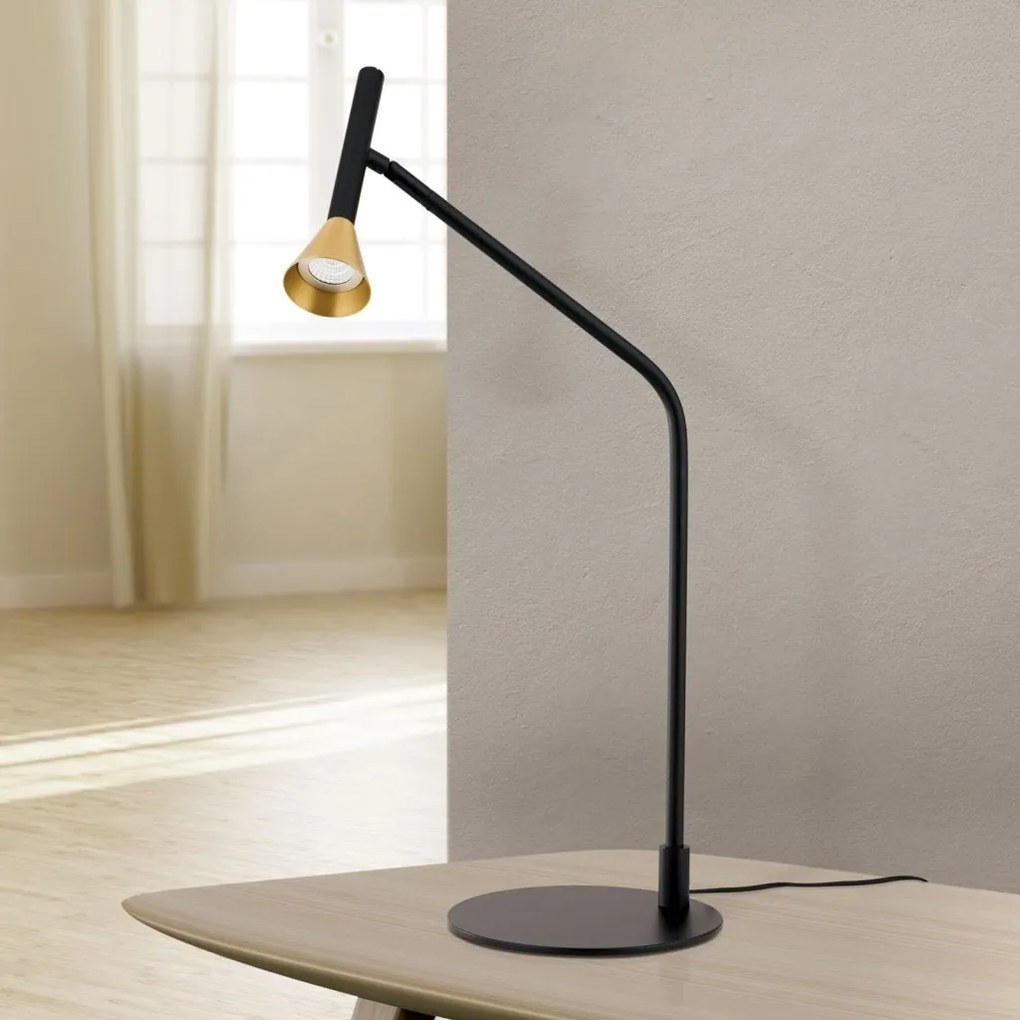 Veioza LED stil scandinav minimalist ODEON negru/alama
