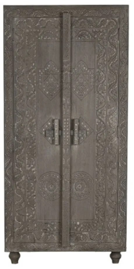 Dulap, gri, din lemn masiv sculptat, Arvane