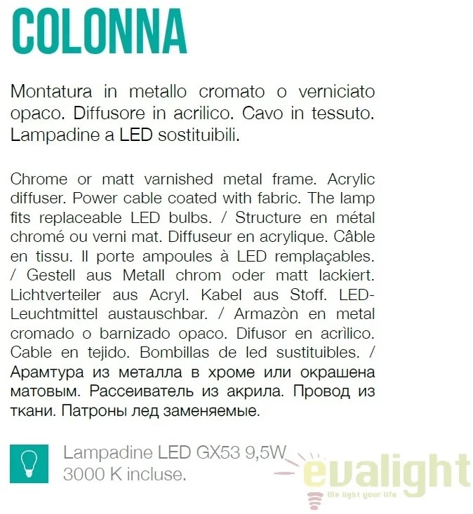 Lampadar LED / Lampa de podea design modern COLONNA PT4 alba 177199