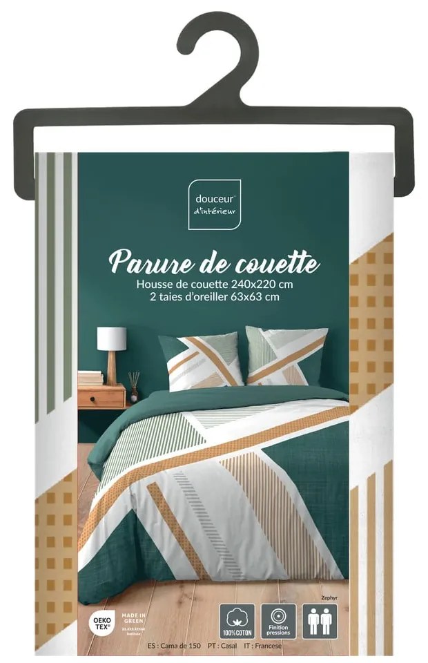 Lenjerie de pat albă din bumbac pentru pat dublu, extinsă 240x220 cm Zephyr – douceur d'intérieur