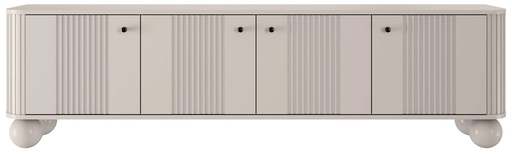 Comodă TV Vesper 4D 187 cm - cașmir / mânere negre / picioare sferice