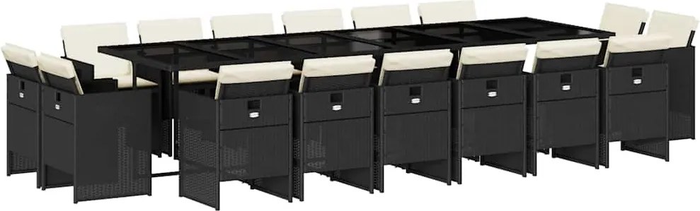 vidaXL Set mobilier de grădină cu perne, 17 piese, negru, poliratan