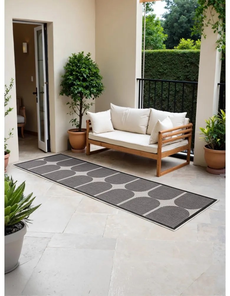 Covor tip traversă pentru interior și exterior alb-negru 80x250 cm Duet Bowen – NORTHRUGS