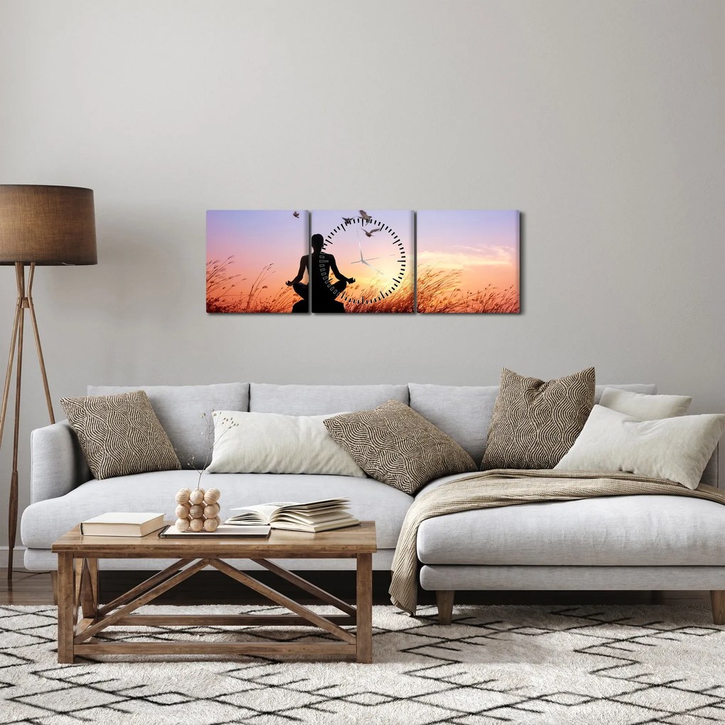 Tablou - Meditații (cu ceas) (90x30 cm)