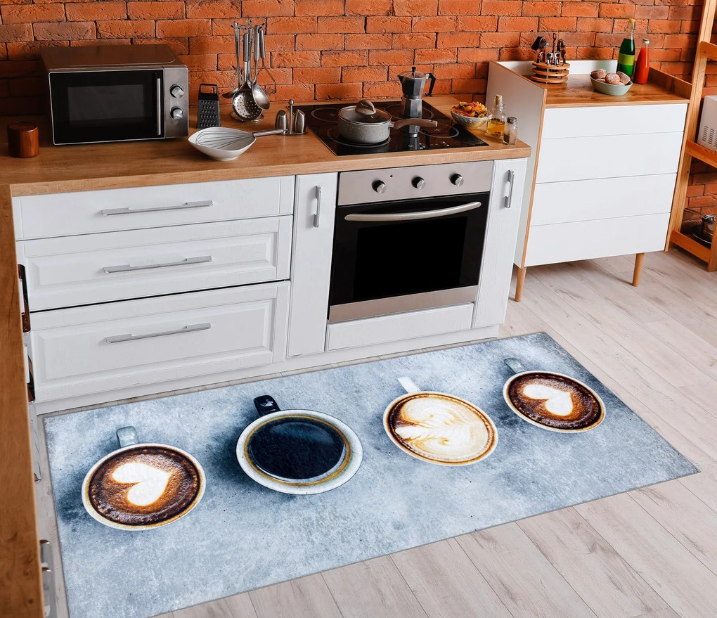 ANDRE 33300 covor lavabil Cafea bucatarie, anti-alunecare - gri / maro