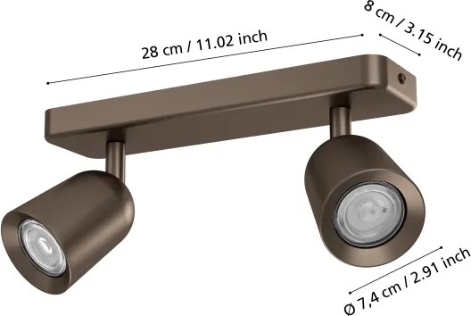 Eglo 901949 - Spot CAMALDOLI 2xGU10/10W/230V bronz