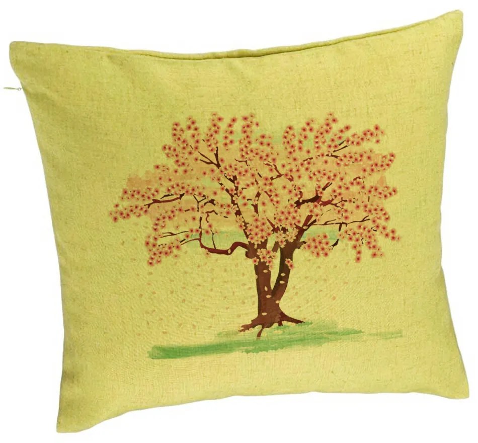 Perna Decorativa, Model Rose Tree, 40x40 cm, Verde, Husa Detasabila, Burduf