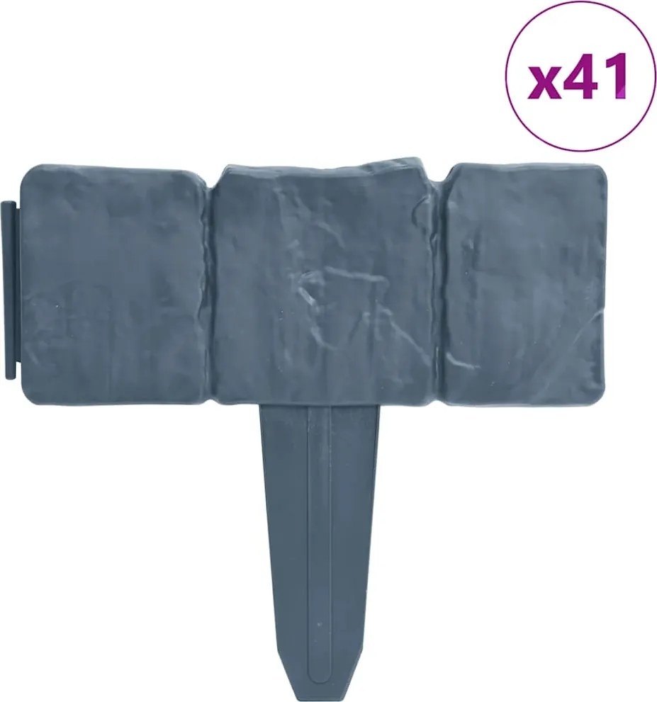 vidaXL Gard de grădină / gazon aspect piatră, 41 buc., 10 m, plastic
