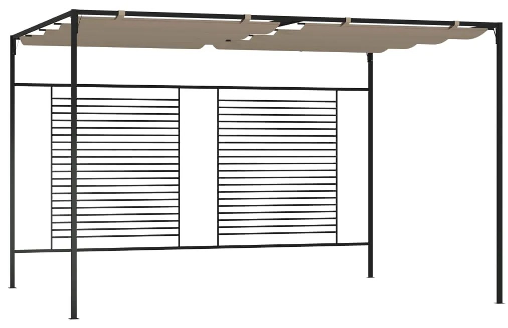 vidaXL Pavilion grădină, acoperiș retractabil gri taupe 3x4x2,3 m 180 g/m²