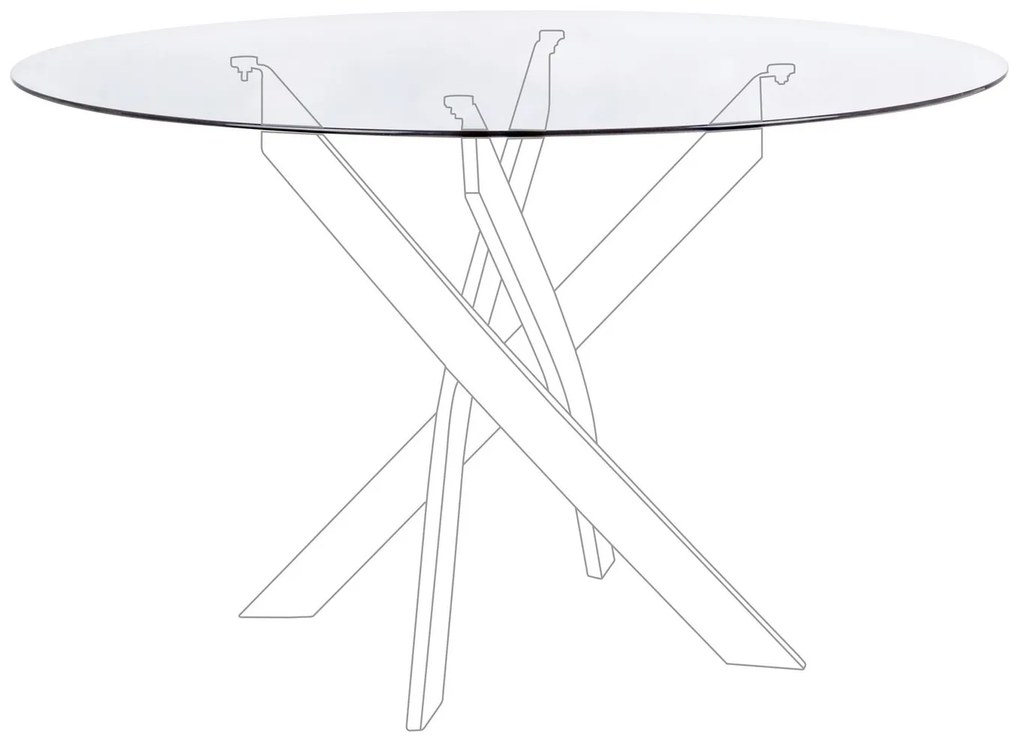 Blat Sticla rotund. alb-transparent. George. 120 cm