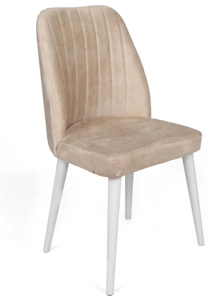 Set 2 scaune haaus Alfa, Bej/Alb, textil, picioare metalice