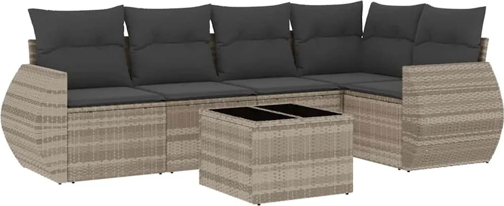 vidaXL Set canapele de grădină cu perne, 6 piese gri deschis poliratan