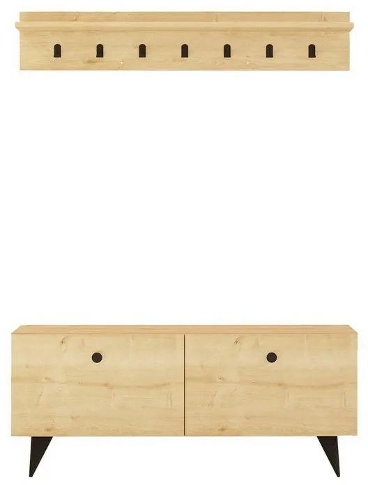 Cuier de perete cu dulap de pantofi Rupa Oak