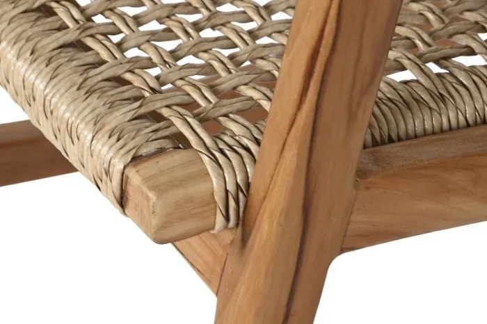 Fotoliu tip balansoar din lemn de tec si rattan