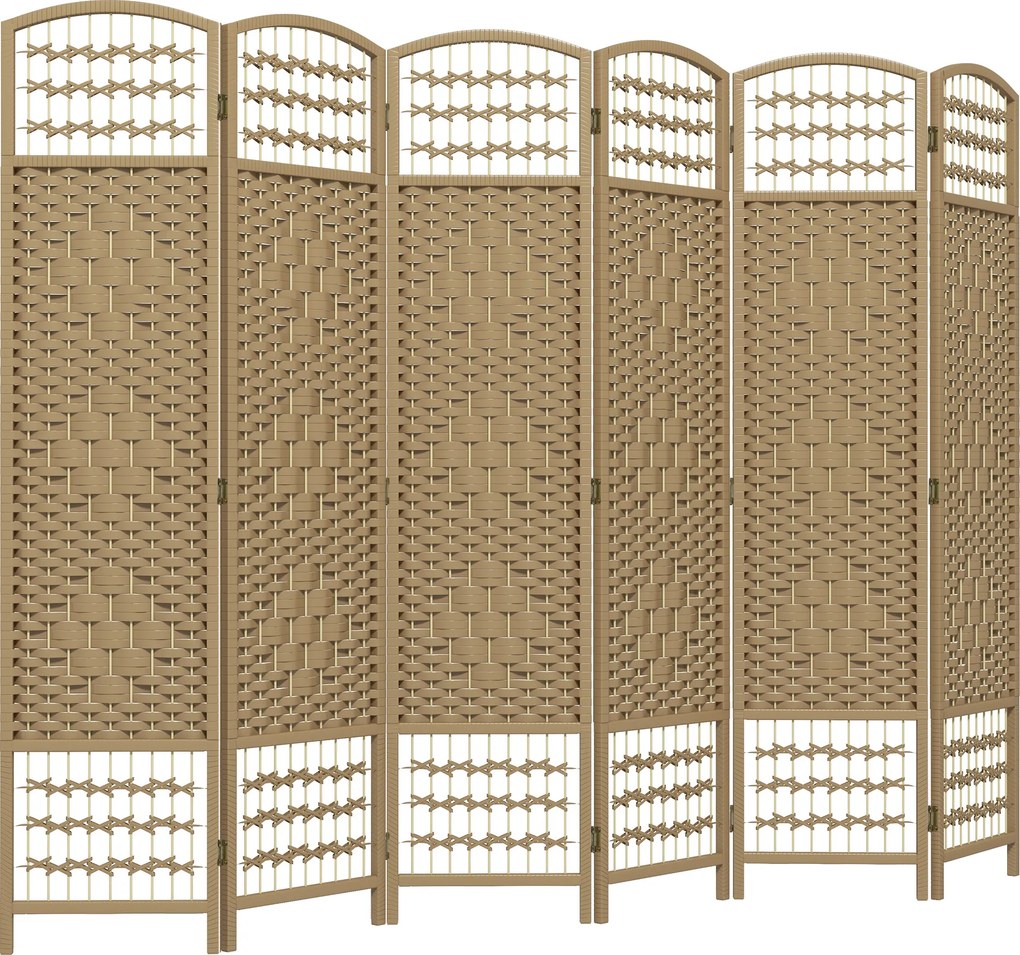 HOMCOM Paravan interior din lemn separator de cameră despărțitură pliabilă 6 panouri 240 x 170 cm lemn natural | Aosom Romania