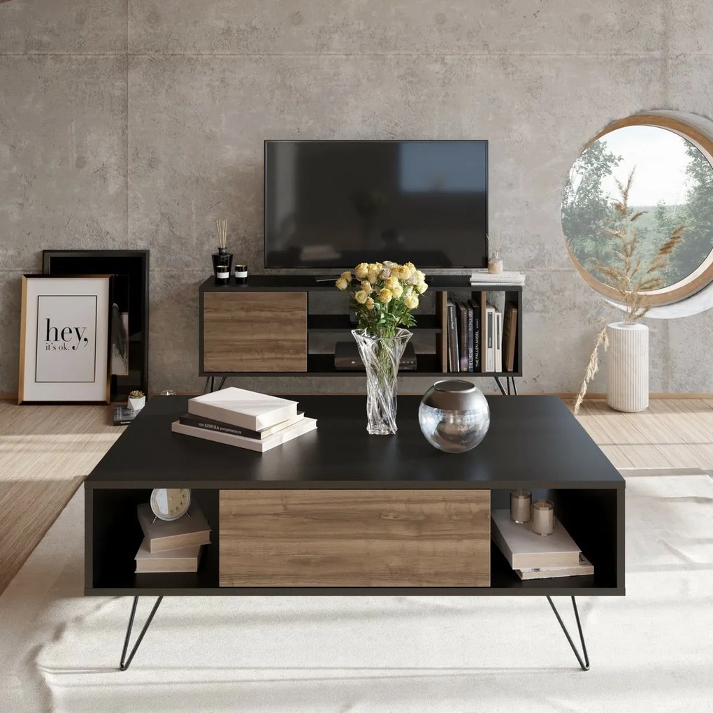 Măsuță de conferință Mistico Black and Walnut