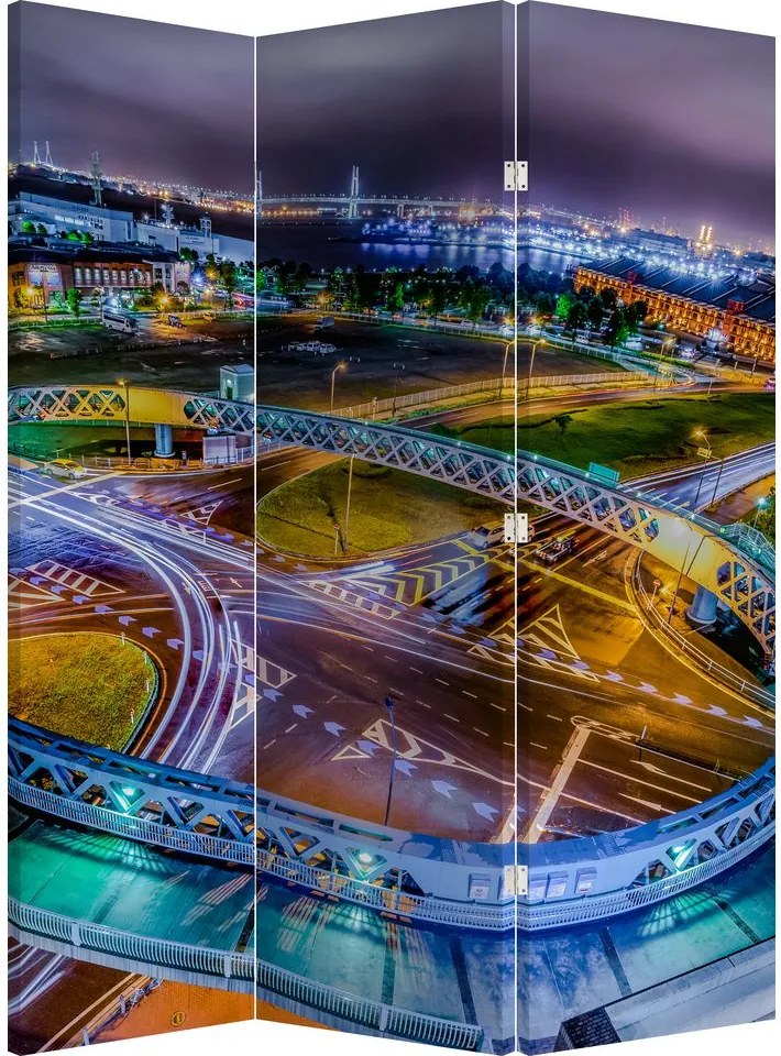 Paravan - Panorama orașului nocturn (126x170 cm)
