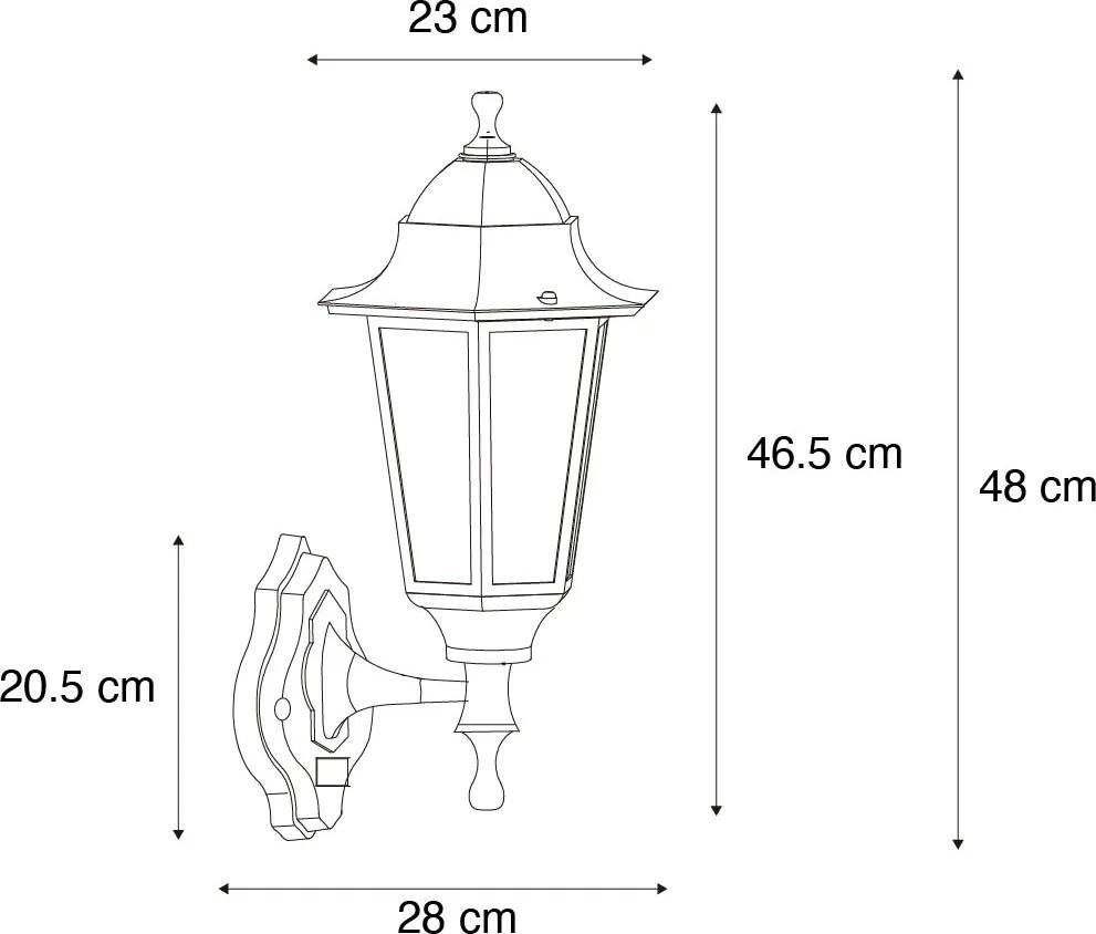 Lanterna de perete de exterior verde inchis cu senzor de miscare IP44 - New Orleans sus