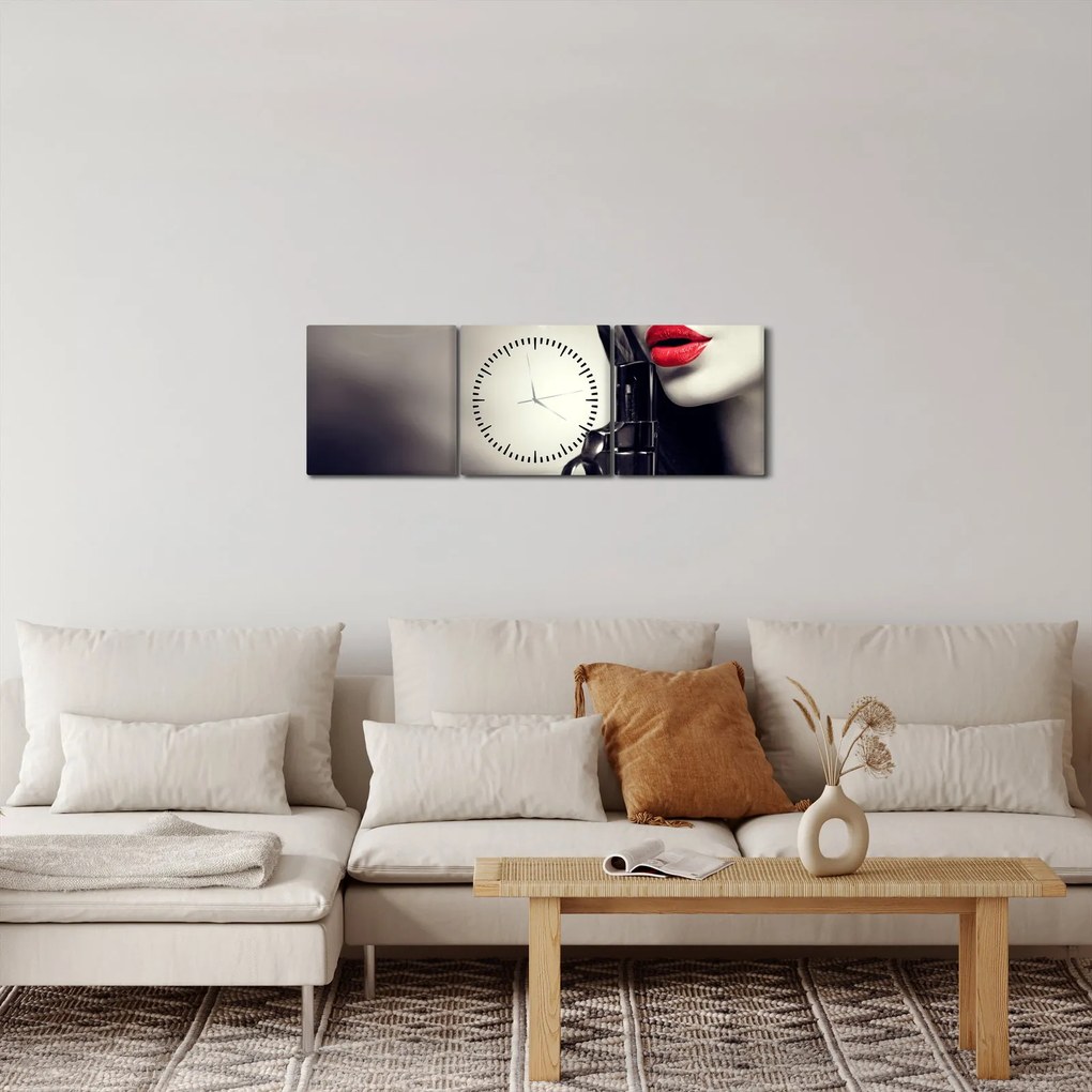 Tablou - Femeia misterioasă (cu ceas) (90x30 cm)