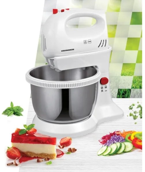 Heinner HMBR-300W - Mixer de mână cu bol rotativ 300W/230V alb