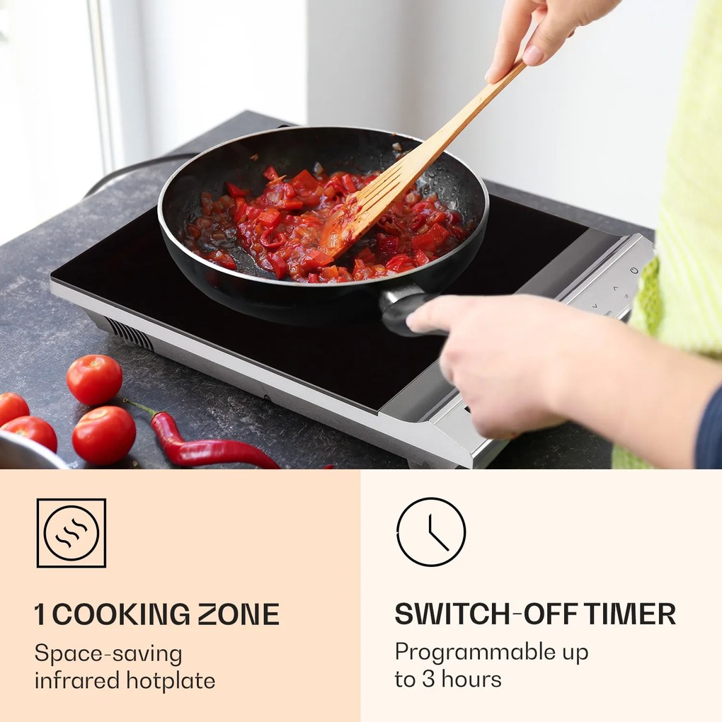 Klarstein MisterCook, placă infraroșie, 2000W, 90-650 ° C, timer shut-off, argintiu