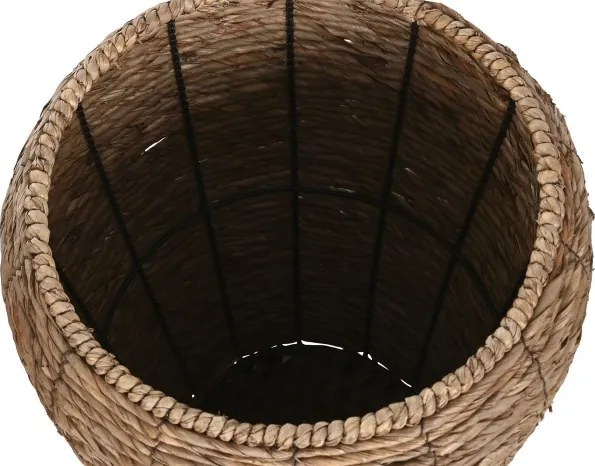 Set 3 suporturi pentru ghivece din fibră naturală și metal, pentru interior și exterior, finisaj natural, „Malawi”