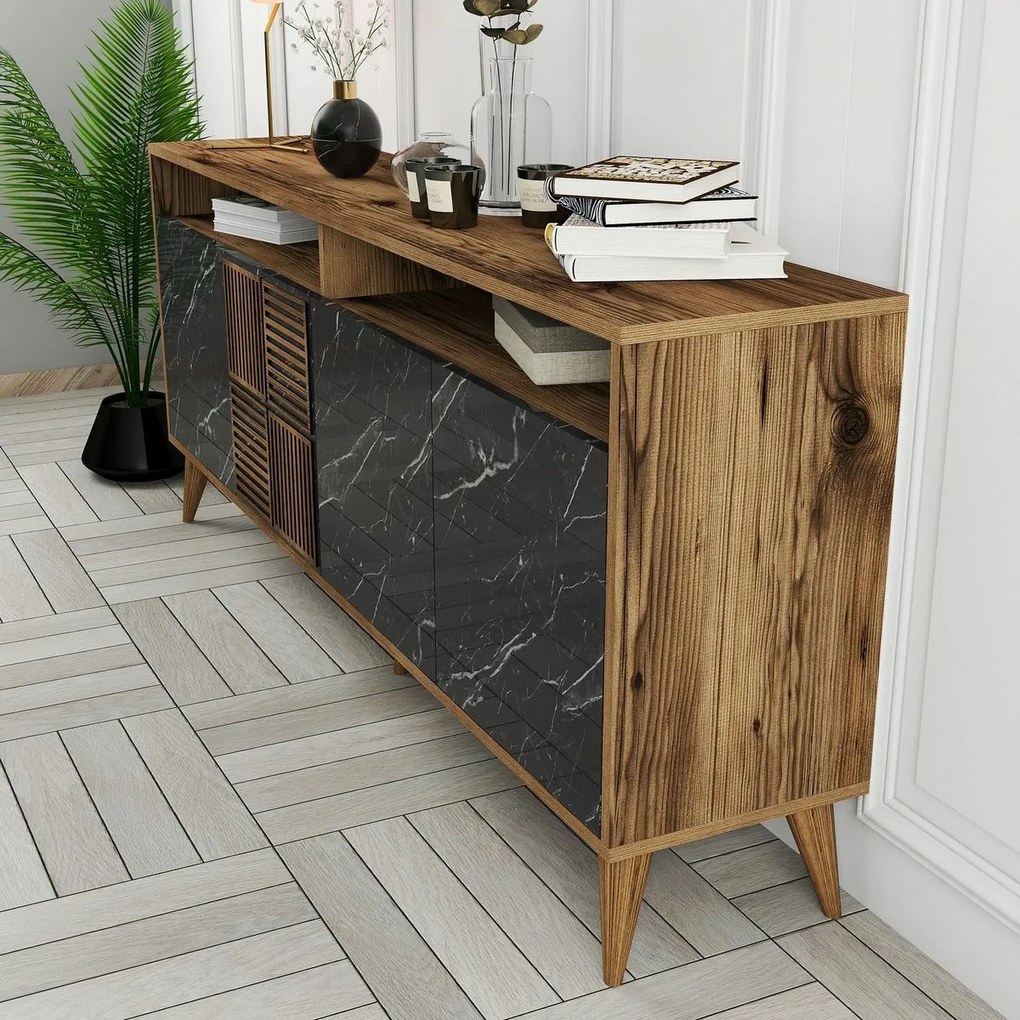 Dulap Milan 2 Walnut and Black Marble