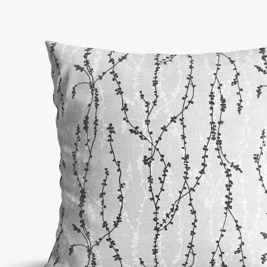 Goldea față de pernă decorativă loneta - crenguțe pe gri deschis 40 x 40 cm