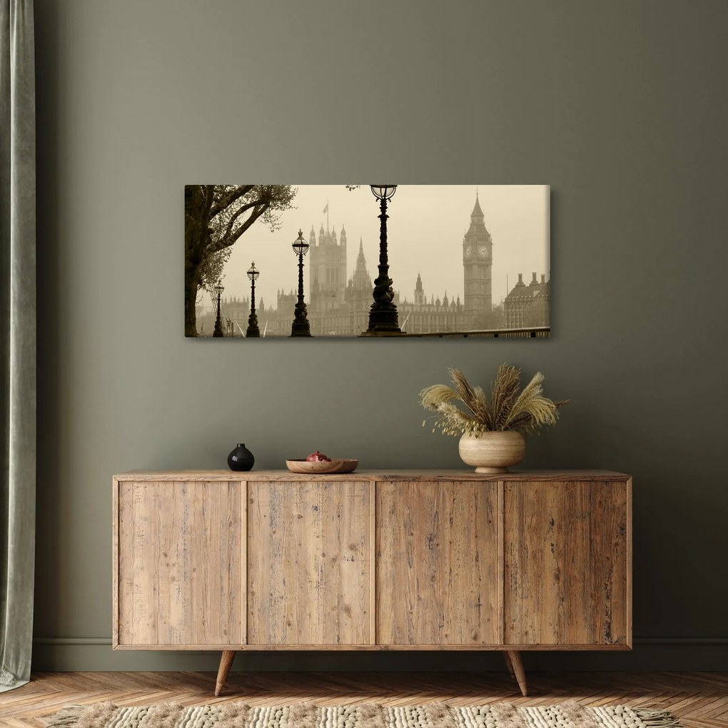 Tablou - Londra în ceață, Anglia (120x50 cm)
