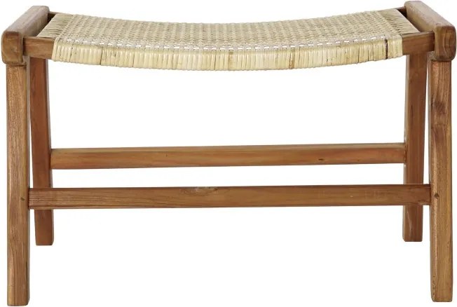 Taburet din lemn de tec si rattan, " Tequro "