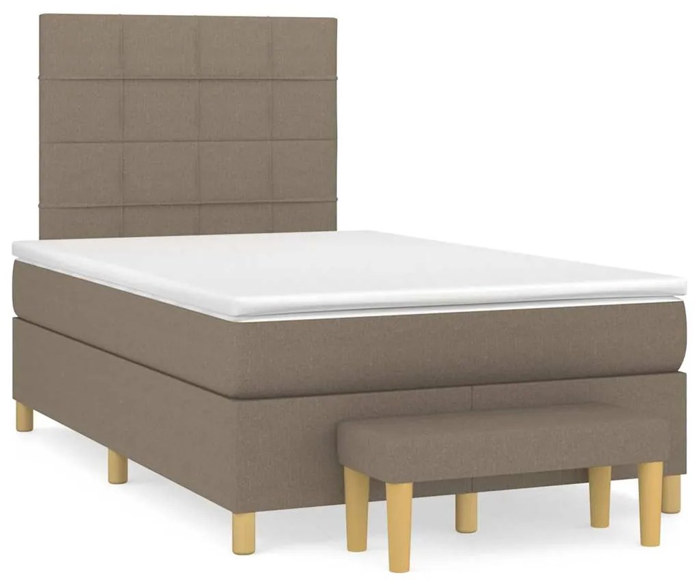 vidaXL Pat box spring cu saltea, taupe, 120x190 cm material textil