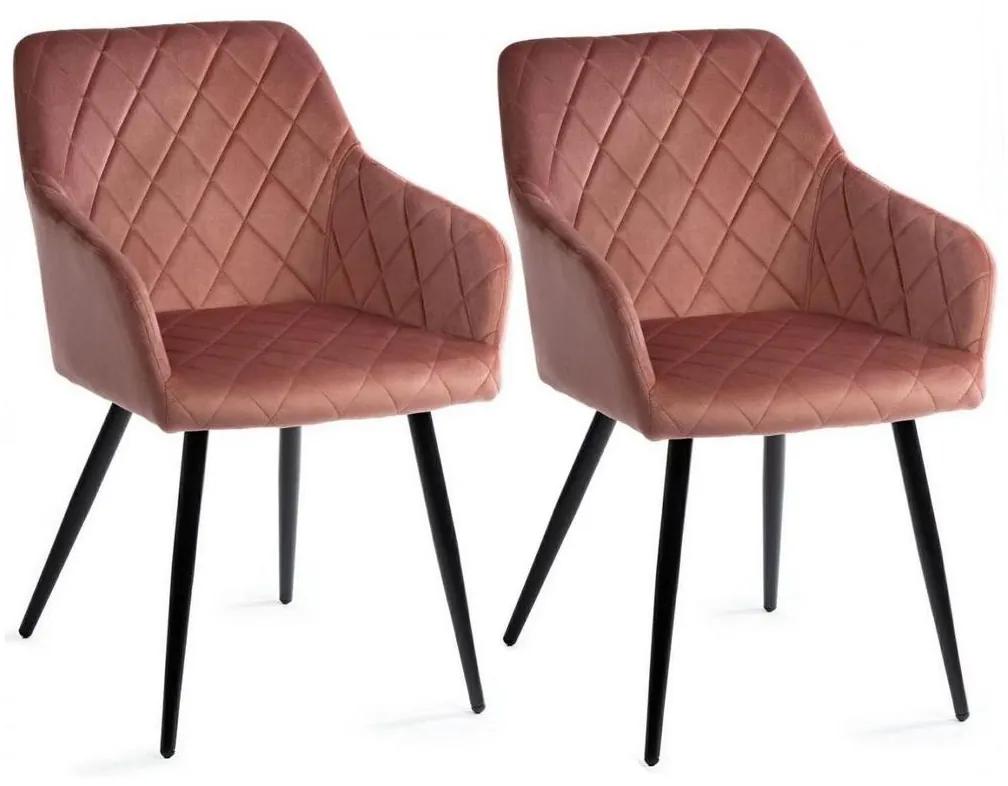 SET 2x scaun de sufragerie RICO roz