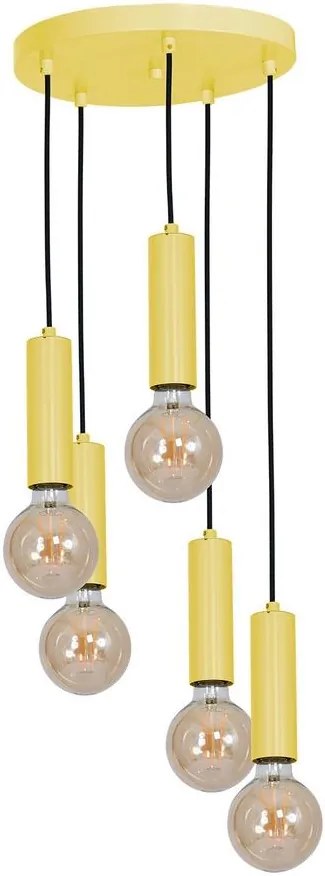 Lustră TUBES 5xE27/60W/230V galben