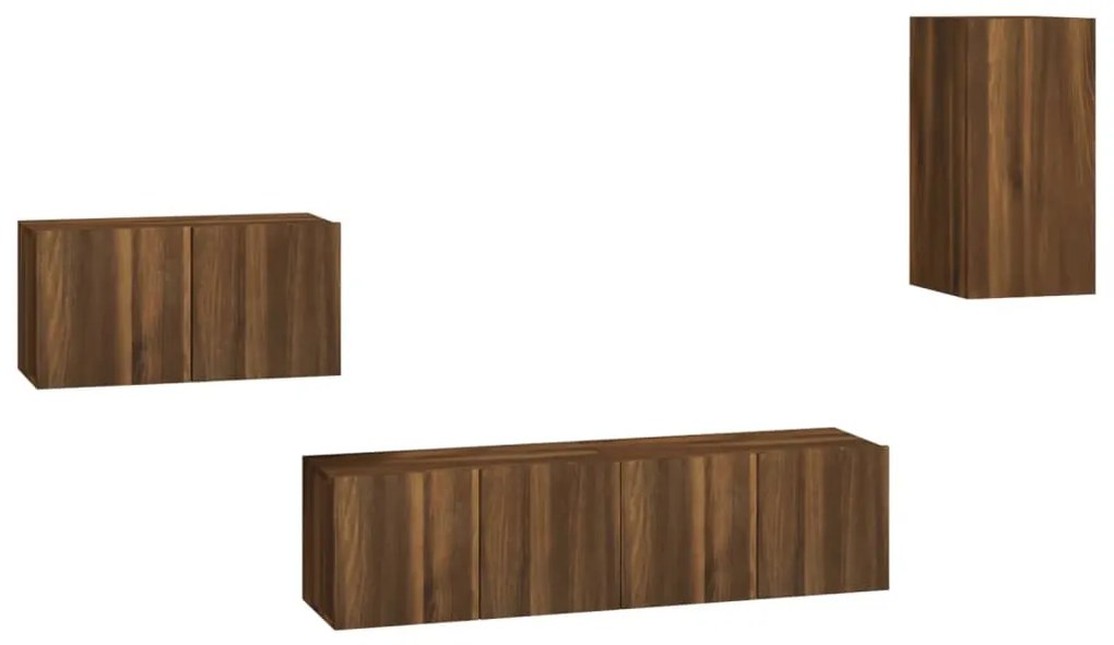 3120262 vidaXL Set dulapuri TV, 4 piese, stejar maro, lemn prelucrat