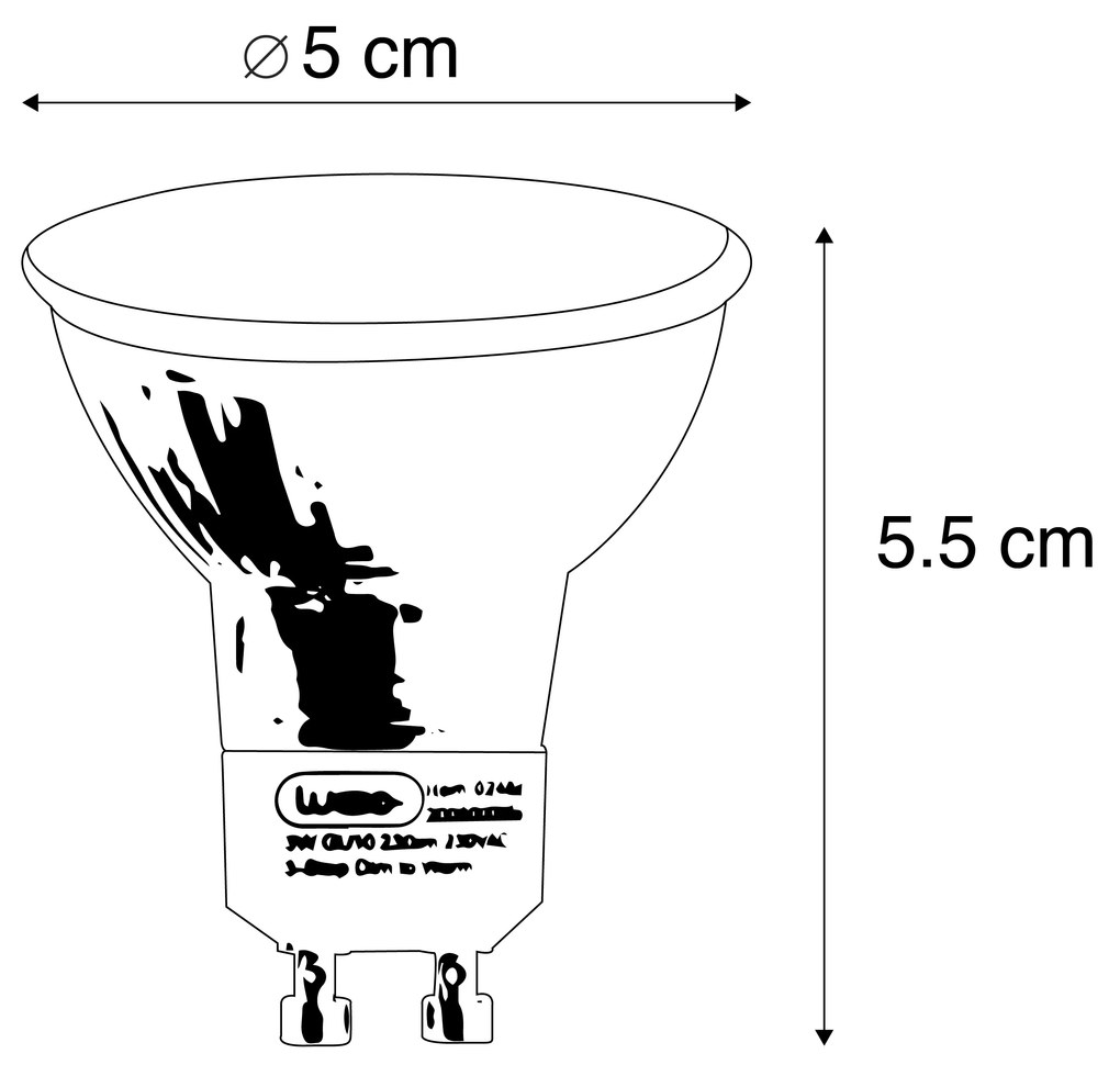 Set 5 becuri Lampă LED GU10 cu reglaj în 3 trepte în Kelvin 3W 180 lm 2000K-2700K