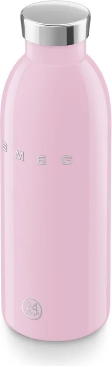 Sticla termos SMEG Clima 50's Style WBF01PK, 500 ml, Inchidere ermetica, Pereti dubli, Otel inoxidabil 18/8, Roz