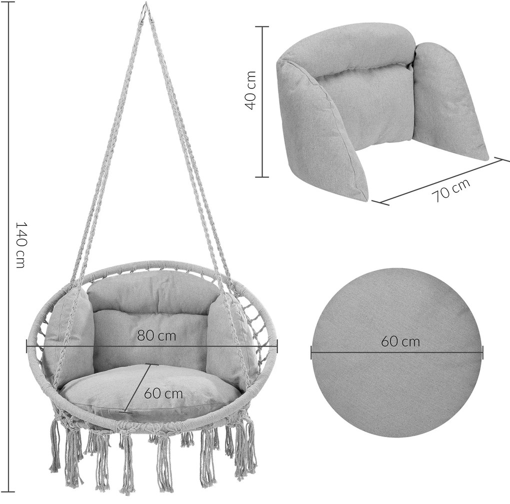 Deuba Scaun suspendat 80x60x140cm - gri