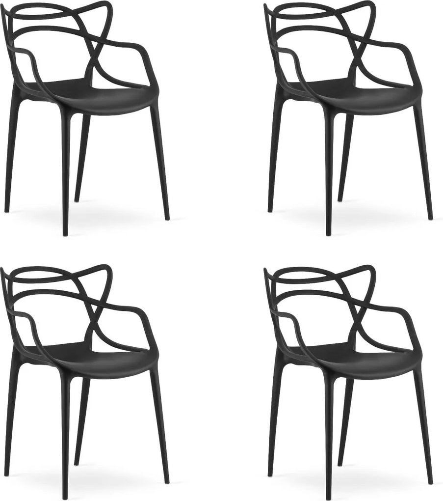 Set 4 bucati scaune din plastic KATO negre