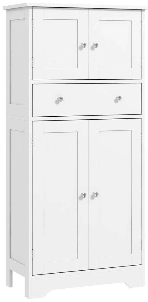 HOMCOM Armoire de cuisine buffet cuisine cu placarde, rafturi reglabile, sertar, 60 x 30 x 128 cm, alb | Aosom Romania