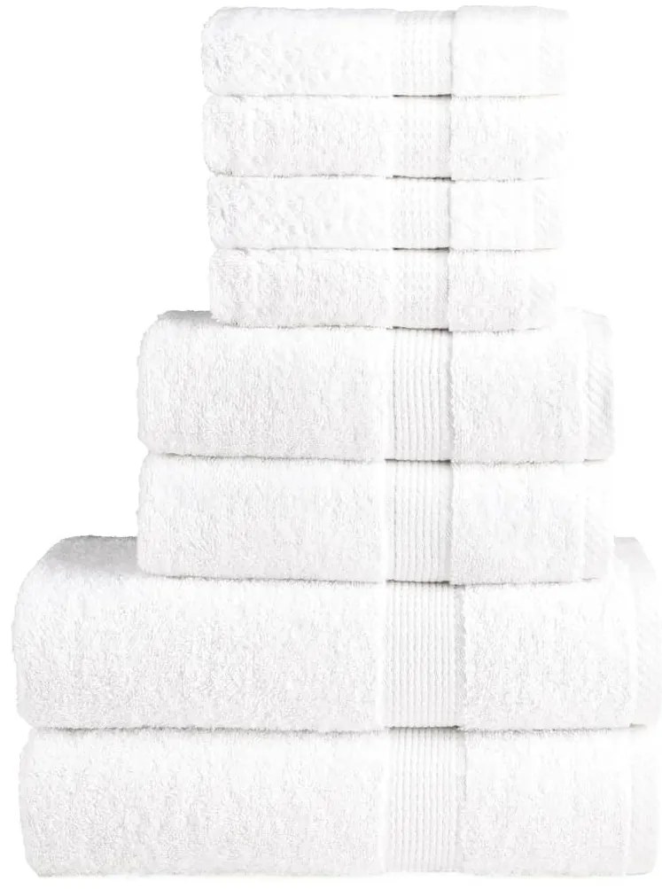 vidaXL Set de prosoape premium SOLUND, 8 piese, alb, 600 g/m²
