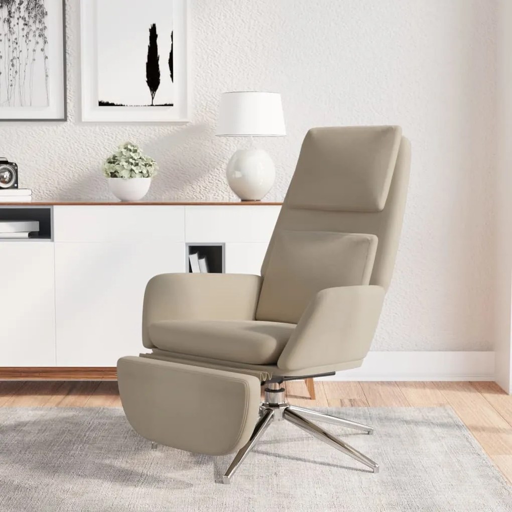 3097787 vidaXL Scaun de relaxare cu taburet, gri deschis, microfibră