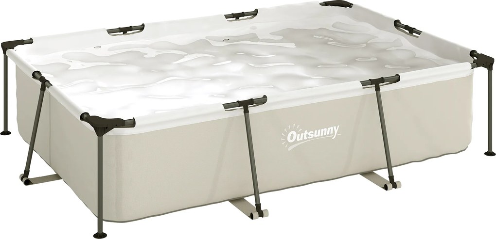 Outsunny Piscină demontabilă tubulară 316x238x66,5 cm 3700 L cu cadru metalic, plasture de reparare, fără filtru, gri | Aosom Romania