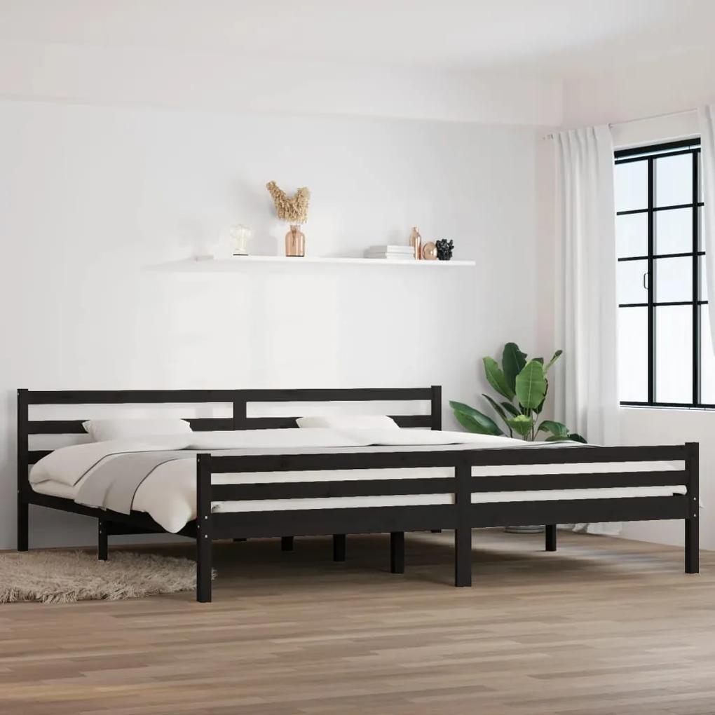 814843 vidaXL Cadru de pat, negru, 200x200 cm, lemn masiv de pin