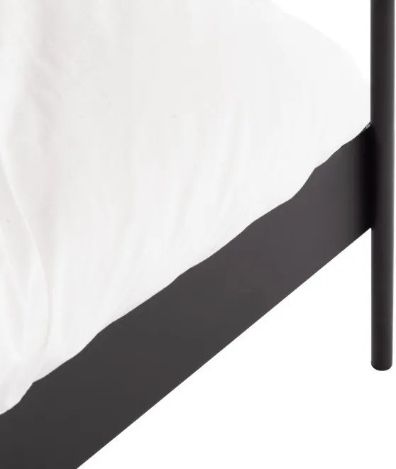 Pat matrimonial negru/bej tapițat din oțel cu baldachin cu somieră 180x200 cm Eton – noo.ma