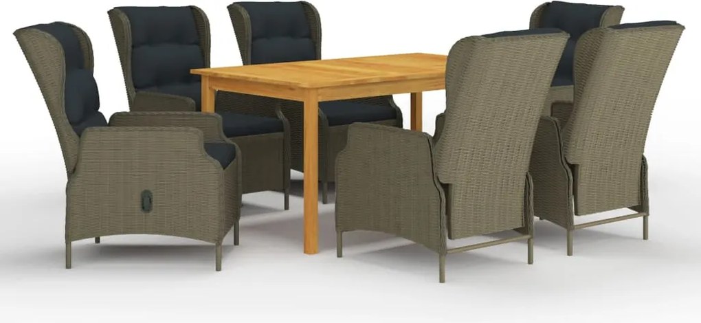 vidaXL Set mobilier de grădină, 7 piese, maro