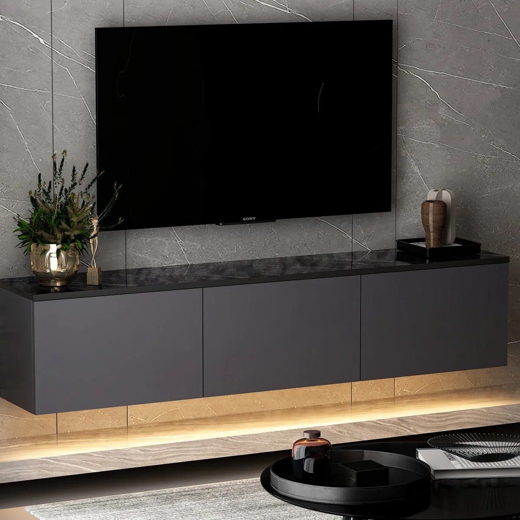 Tabelul TV Neon iluminat Antracit
