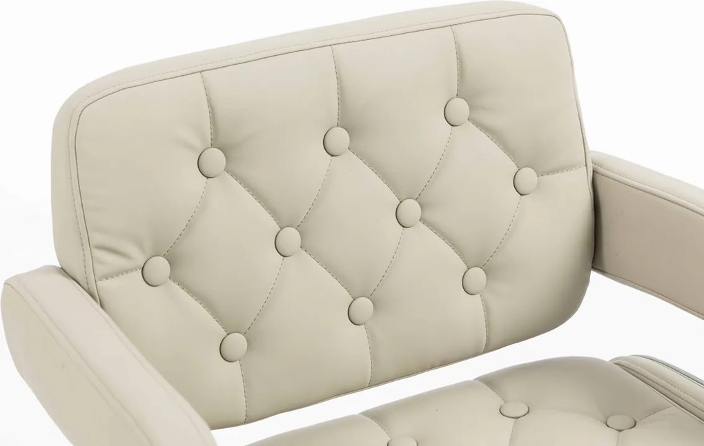 HR8403KW Scaun Ecru Piele Ecologica Premium Soft cu Bază Neagră