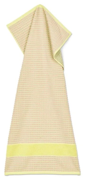 Prosop galben-roz din bumbac organic din frotir 50x100 cm Check – JUNA