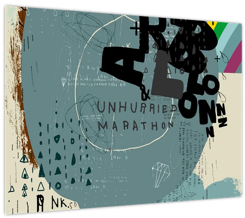 Tablou pe sticlă - Flying balon cu curcubeu (70x50 cm)